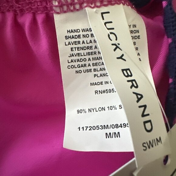 Lucky Brand 2 Piece Swimsuit Medium Pink Bikini Top & Hipster Bottom Embroidered - Picture 6 of 8